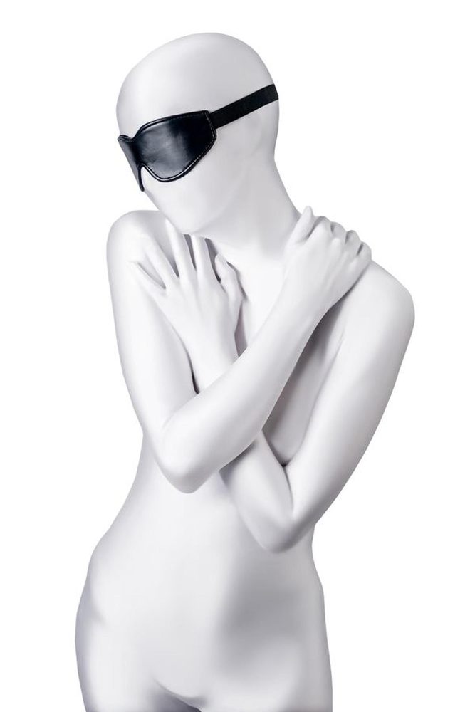 Maska BDSM Anonymo ze skóry PU czarna 26.5 cm