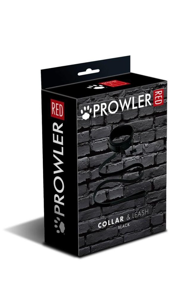 Zestaw obroża i smycz Prowler RED ekoskóra regulowana