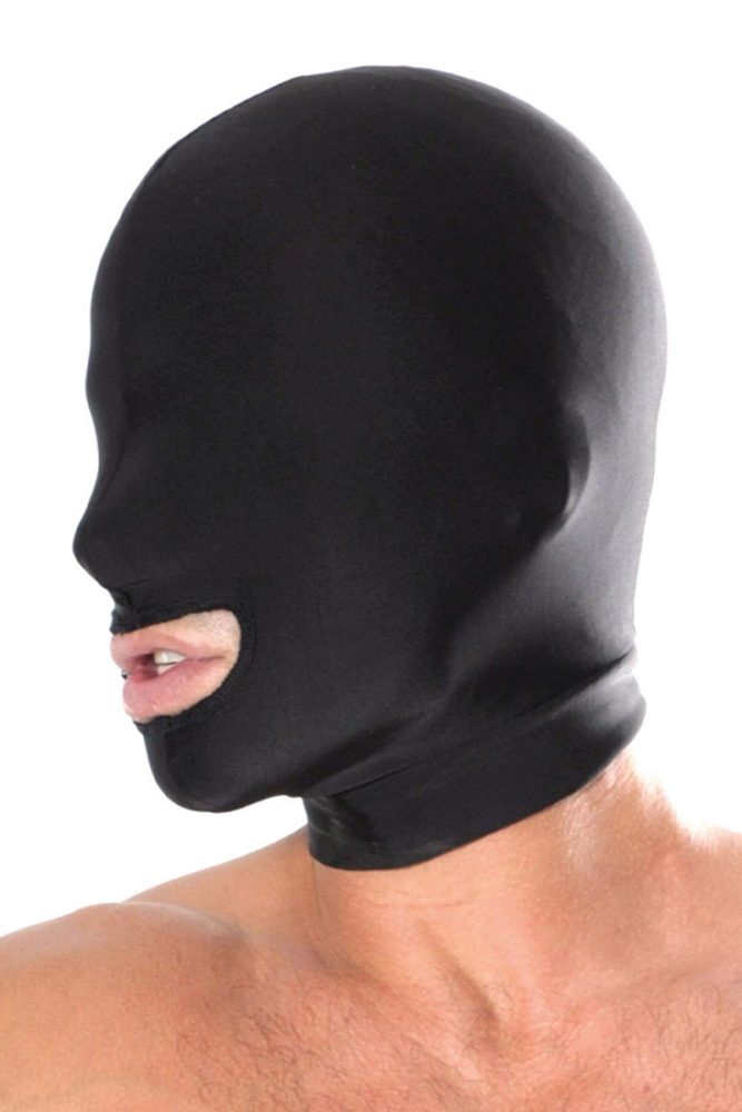 Kaptur z otworem na usta Fetish Fantasy Series spandex czarny
