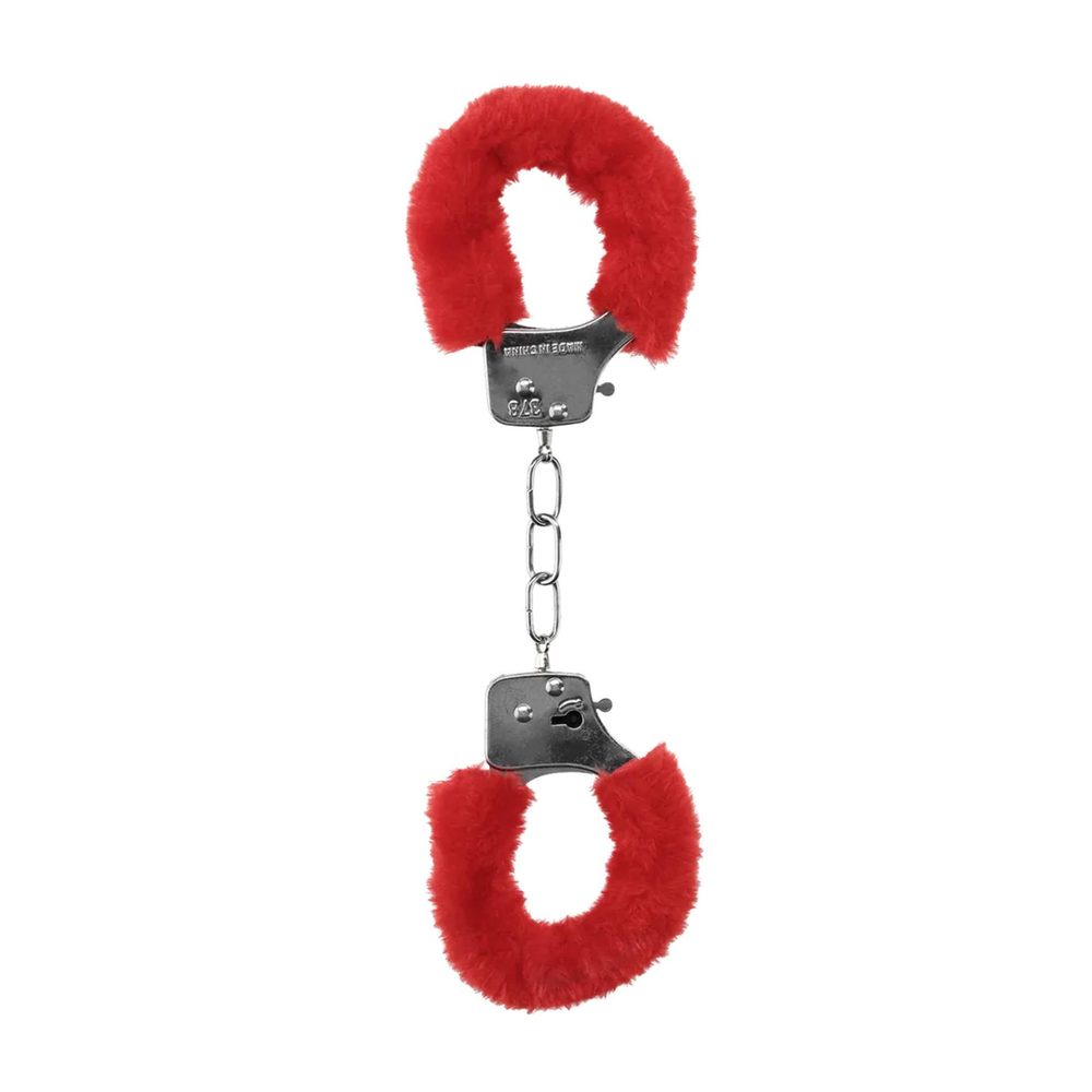 Kajdanki futrzane Ouch Pleasure czerwone 29cm