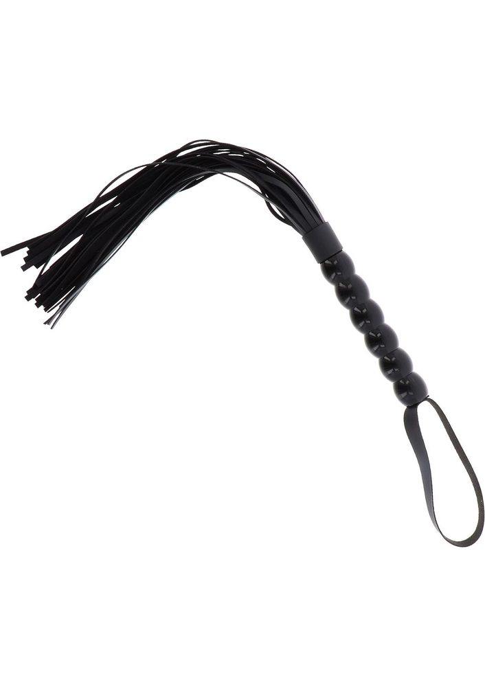 Pejcz z koralikami PU czarny 60 cm