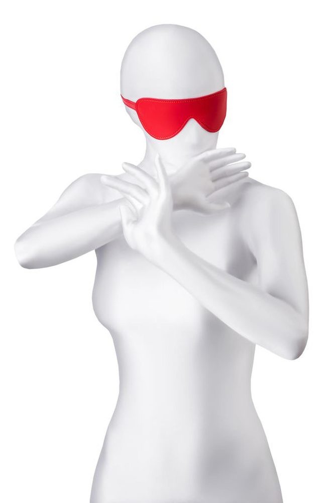 Maska BDSM Anonymo ze skóry PU czerwona 65 cm