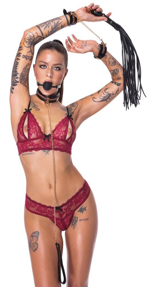 Zestaw bondage Bad Kitty 6 częściowy czarny ze złotymi akcentami