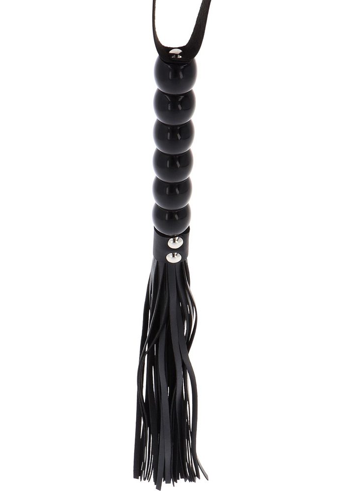 Pejcz z koralikami PU czarny 60 cm