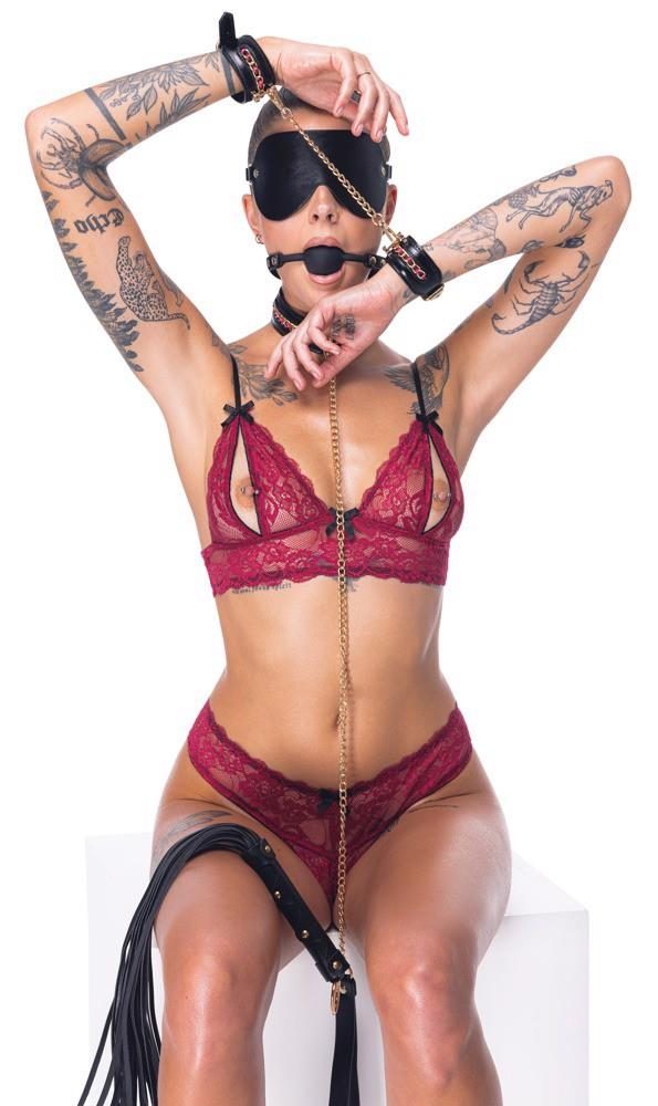 Zestaw bondage Bad Kitty 6 częściowy czarny ze złotymi akcentami