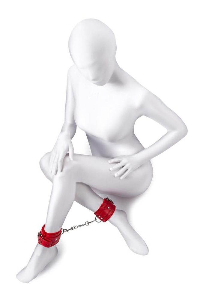 Kajdanki skórzane Anonymo czerwone 27 cm uniwersalne