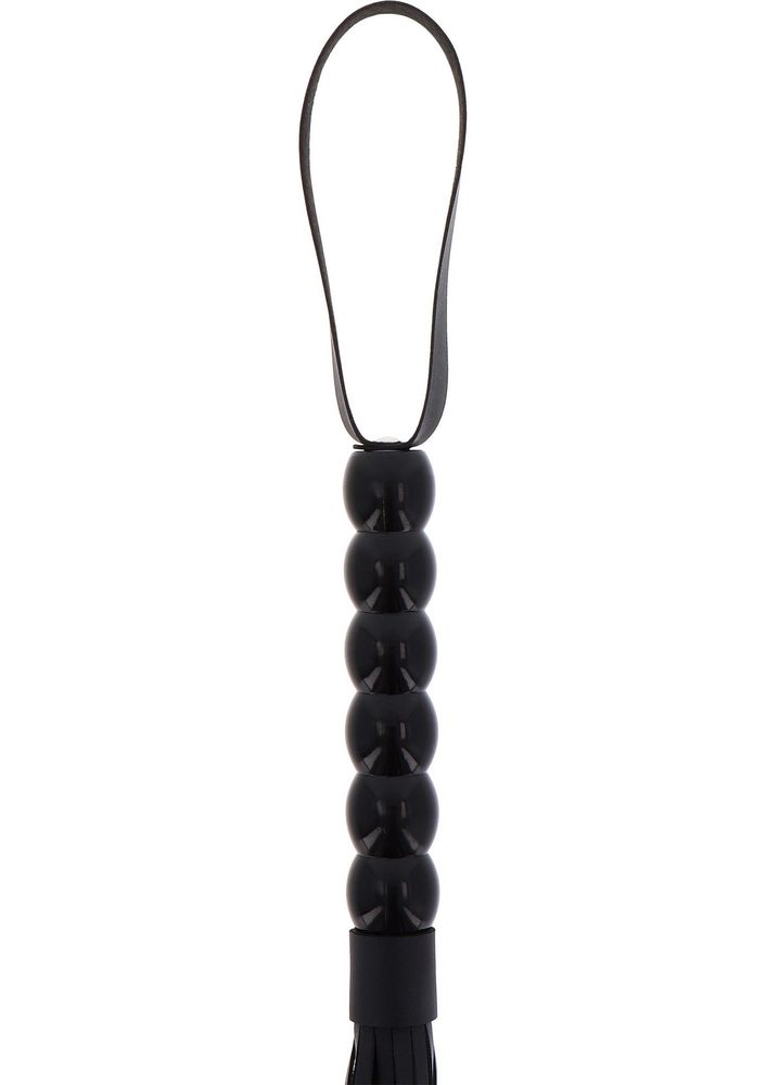 Pejcz z koralikami PU czarny 60 cm