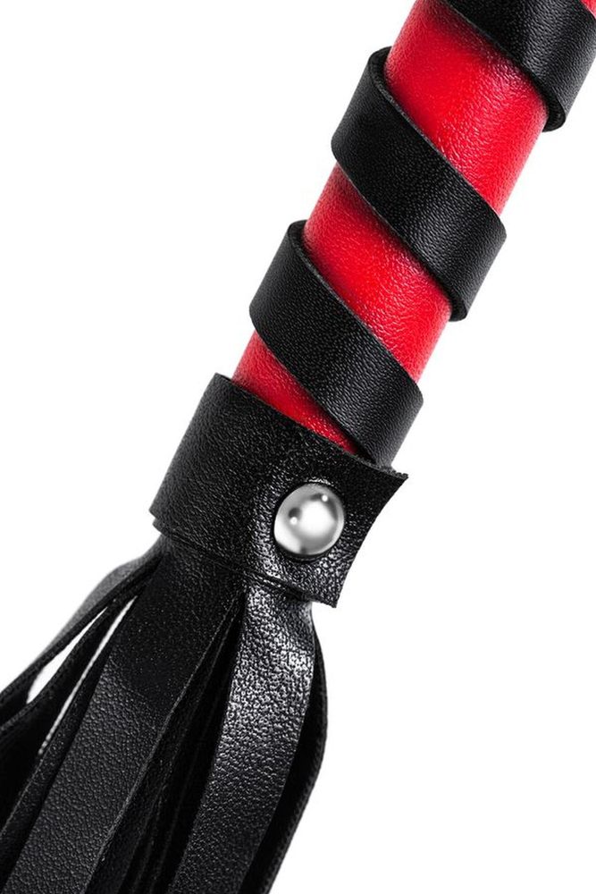 Pejcz Anonymo ze skóry PU czarny czerwony 45 cm
