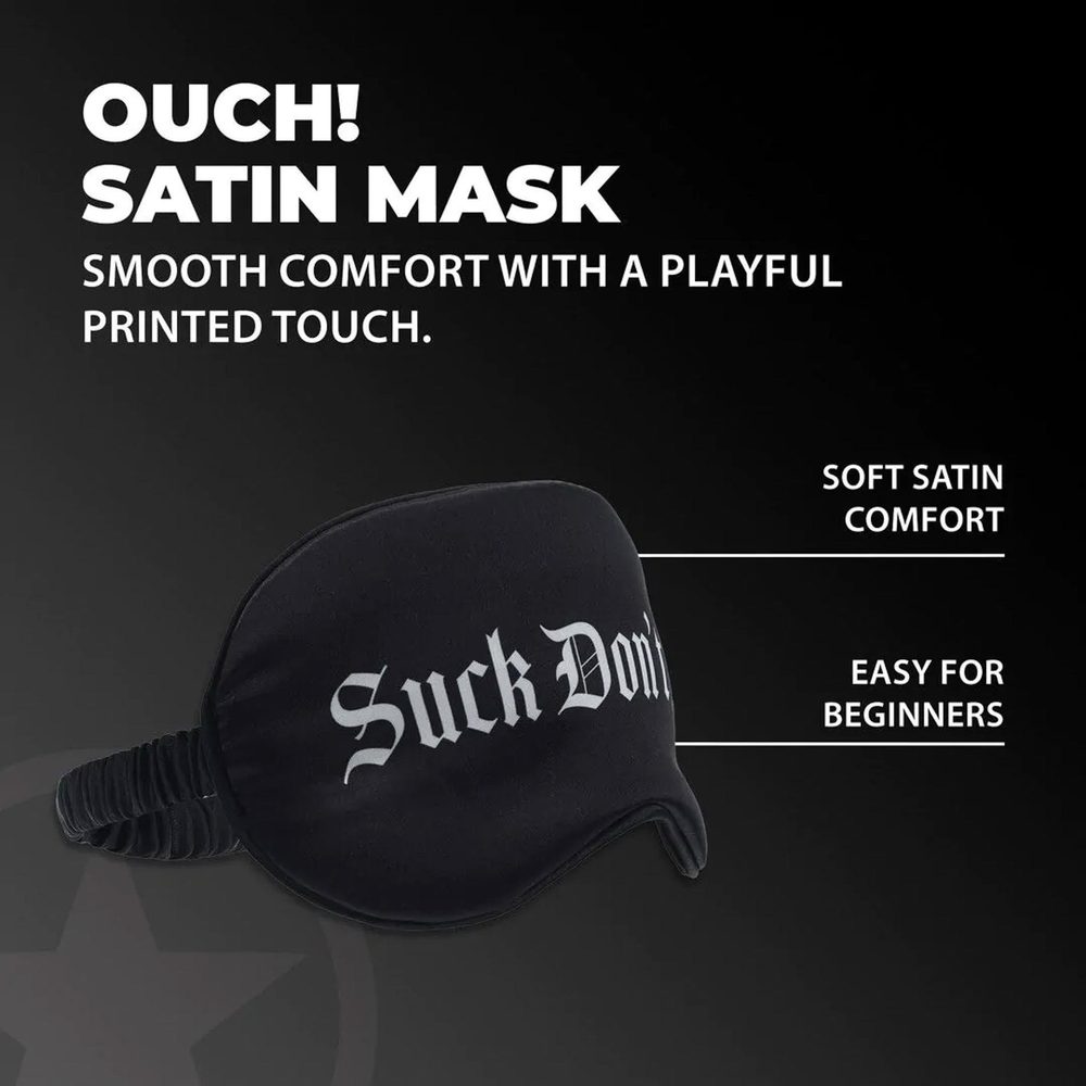 Satynowa opaska na oczy Suck Don't Bite Ouch! czarna