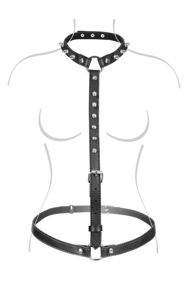 Uprząż na biust z kolcami Fetish Tentation imitacja skóry