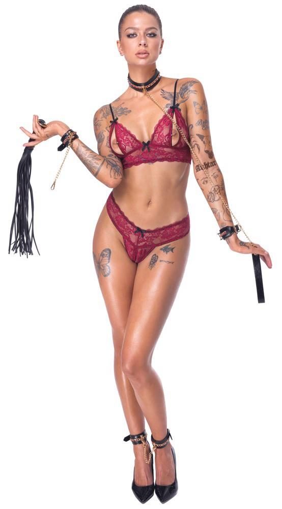 Zestaw bondage Bad Kitty 6 częściowy czarny ze złotymi akcentami