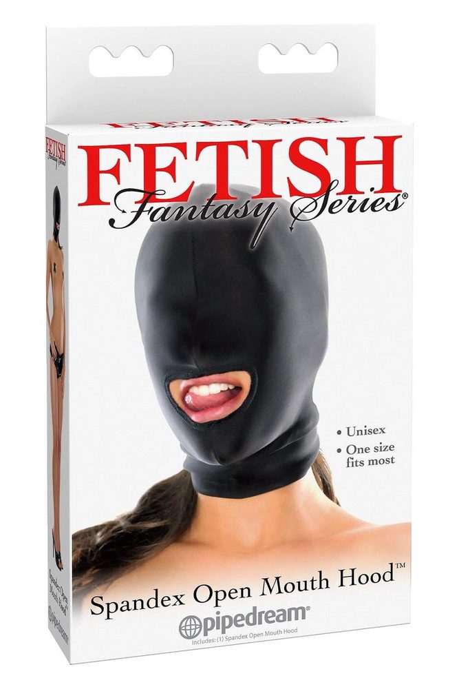 Kaptur z otworem na usta Fetish Fantasy Series spandex czarny