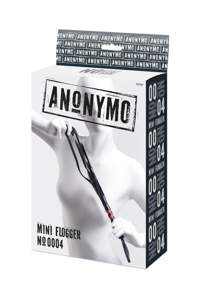 Pejcz Anonymo ze skóry PU czarny czerwony 45 cm