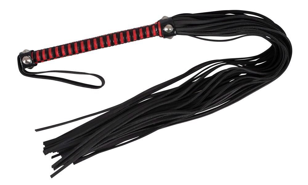 Flogger skórzany ZADO czarno czerwony 76 cm
