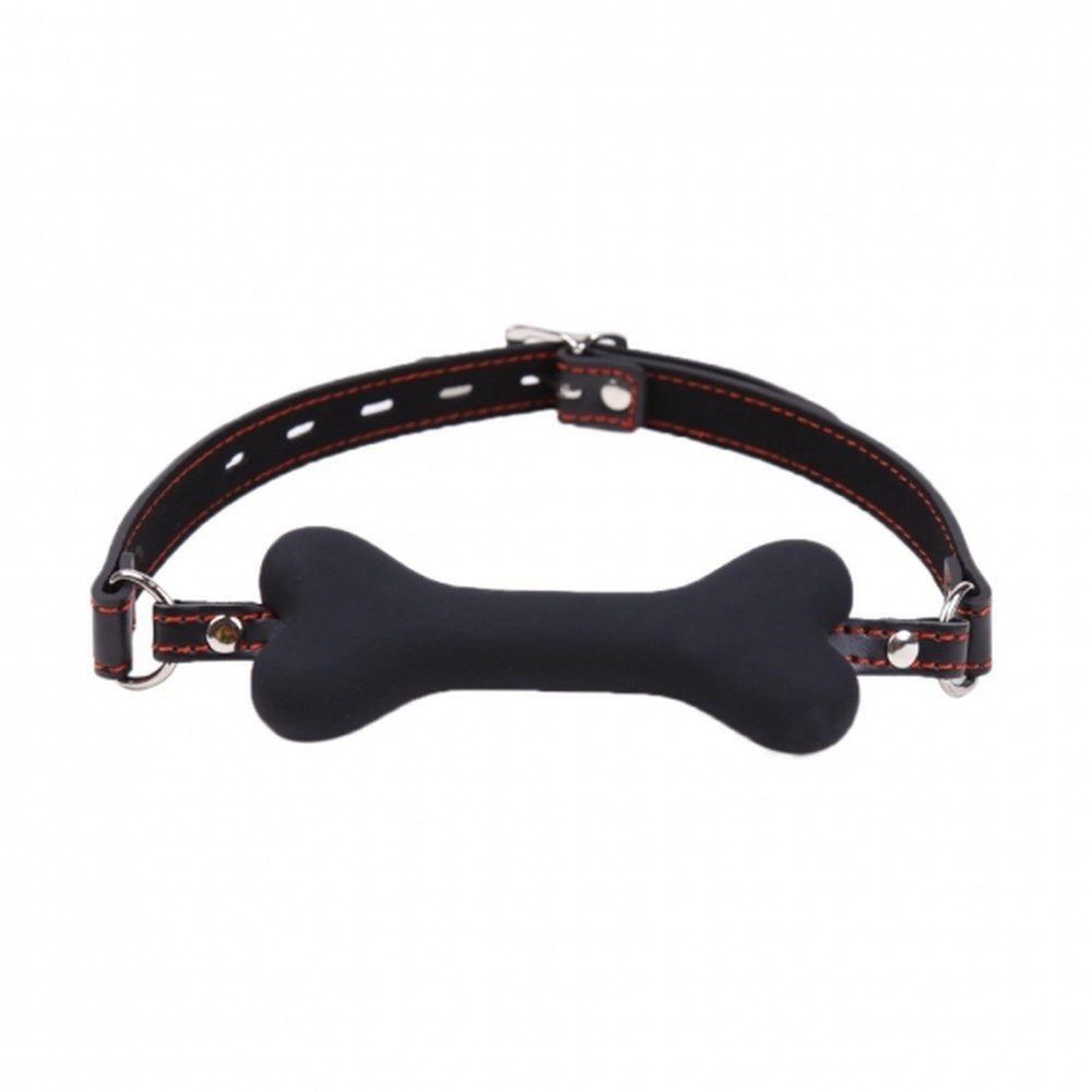 Knebel w kształcie kości silikonowy Kinky Pleasure czarny