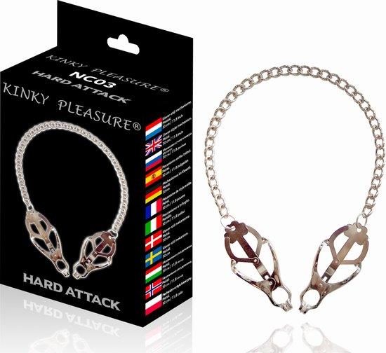 Regulowane klipsy na sutki ze stali nierdzewnej Kinky Pleasure Hard Attack