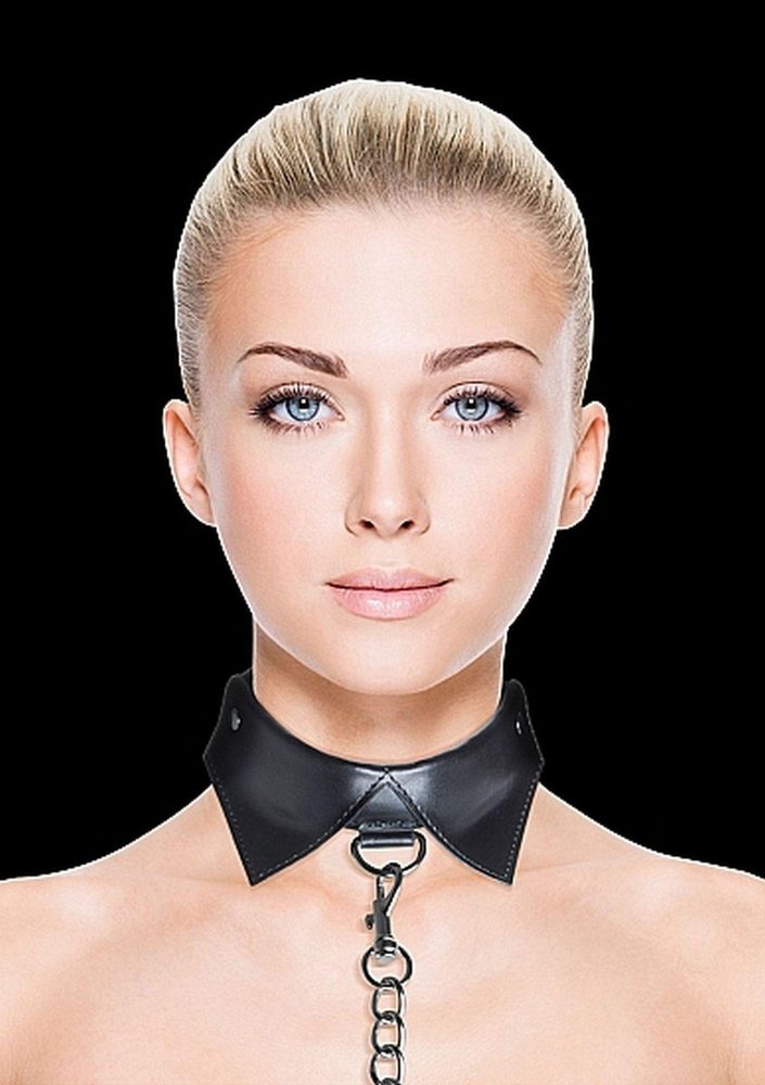 Obroża ze smyczą Exclusive Ouch! skórzana czarna 85 cm