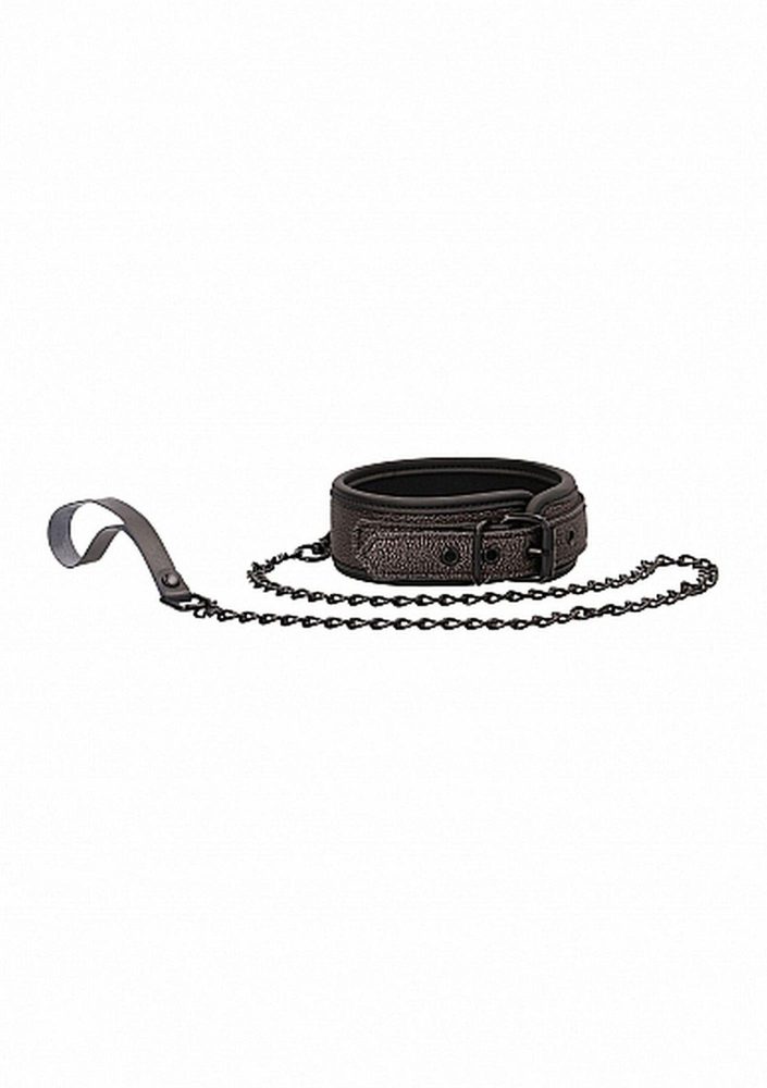Elegancka obroża ze smyczą Ouch tytanowo szara 97 cm