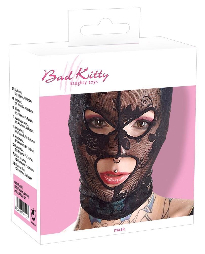 Maska BDSM koronkowa czarna Bad Kitty