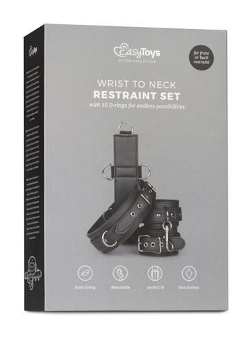 Zestaw uprzęży z kajdankami EasyToys czarny ze skóry syntetycznej