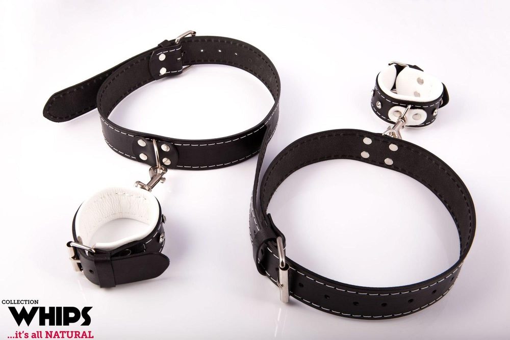 Skórzana uprząż Whips Collection na uda biała