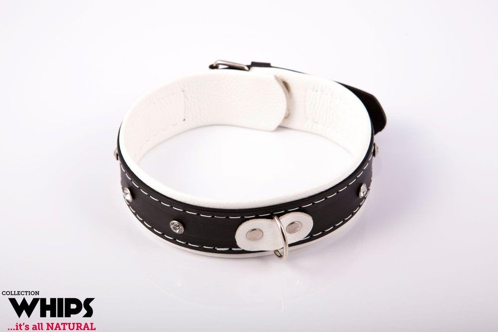 Obroża damska Whips Collection biała 4 cm