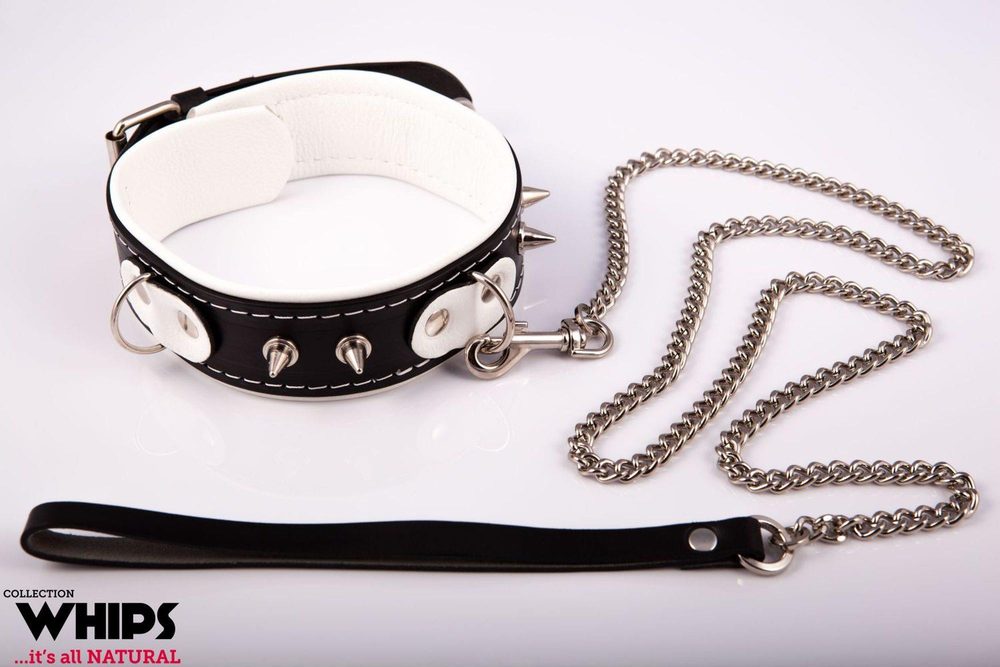 Obroża ze smyczą Whips Collection koniakowa