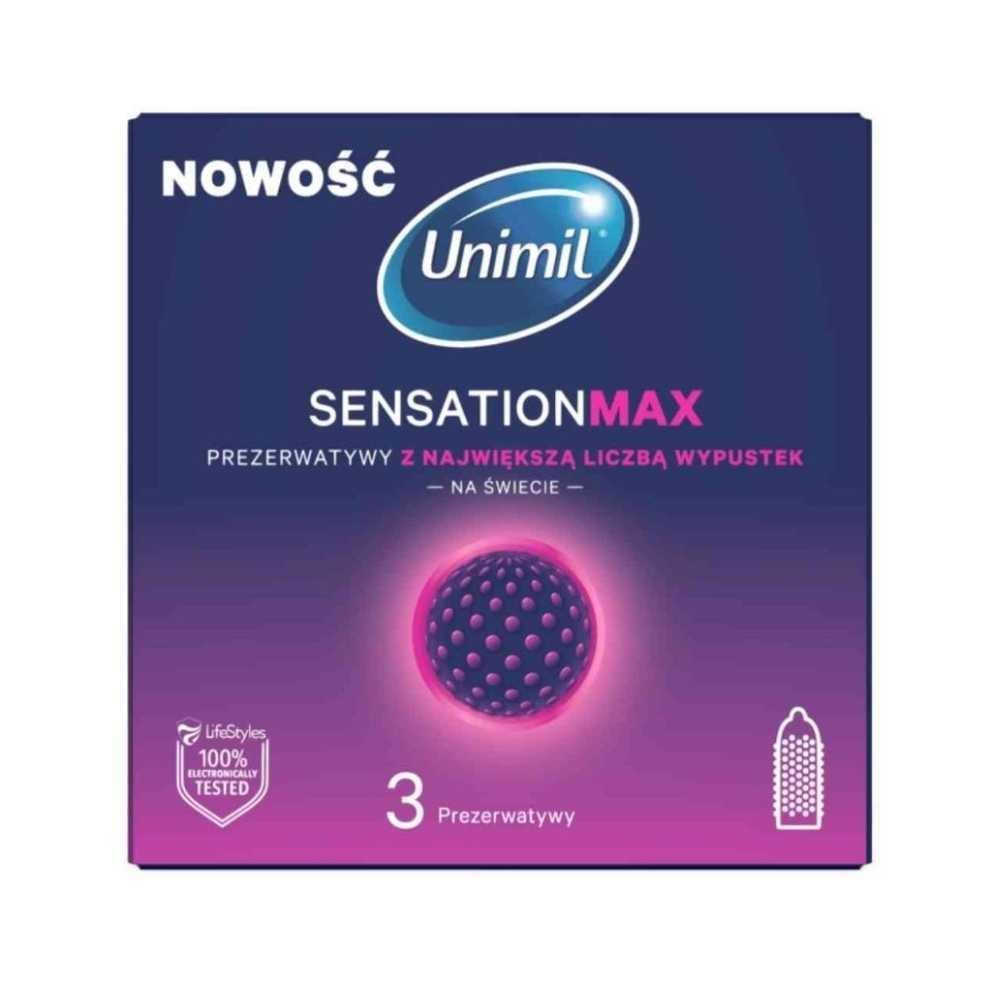 Prezerwatywy Unimil Sensation Max kropkowane 53 mm 3 szt.