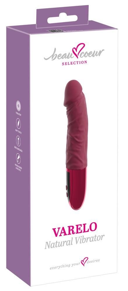 Wibrator realistyczny beau coeur Varelo czerwony silikonowy USB 23 cm