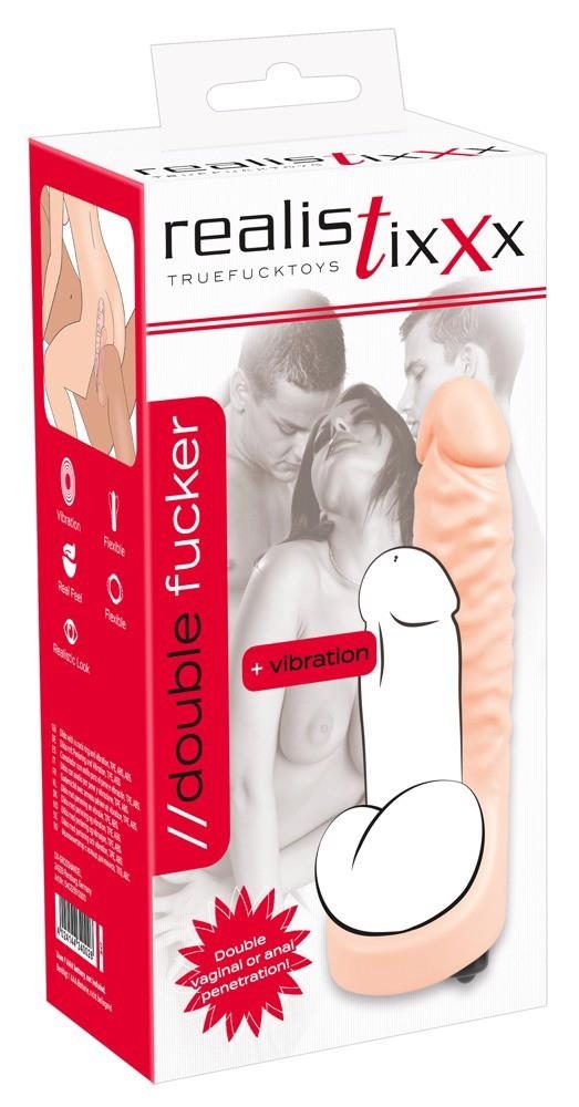 Pierścień wibrujący Realistixxx Double Fucker 18 cm