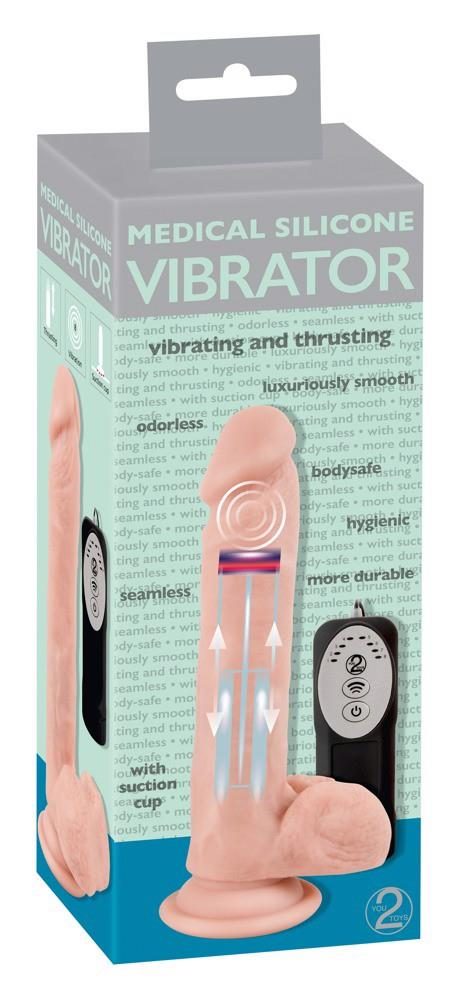 Wibrator realistyczny Medical Silicone z pchaniem 21 cm