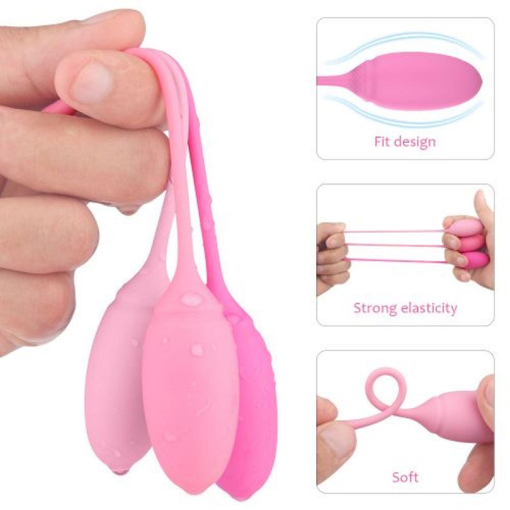 Kulki waginalne silikonowe Toyz4lovers różowe do Kegla 3 szt 15,5 cm