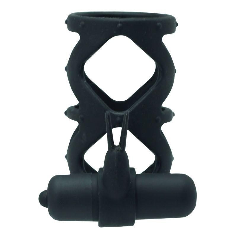 Silikonowy pierścień wibrujący z króliczkiem Toyz4lovers czarny 7,5 cm