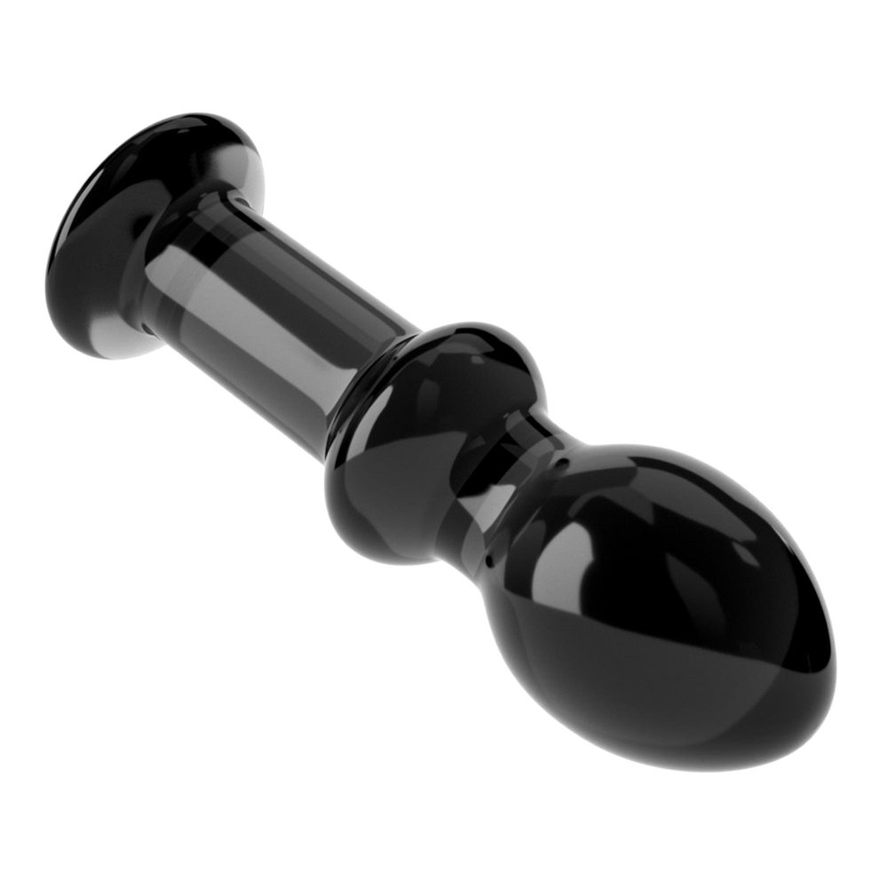 Korek analny szklany Lovetoy Romance czarny 11 cm