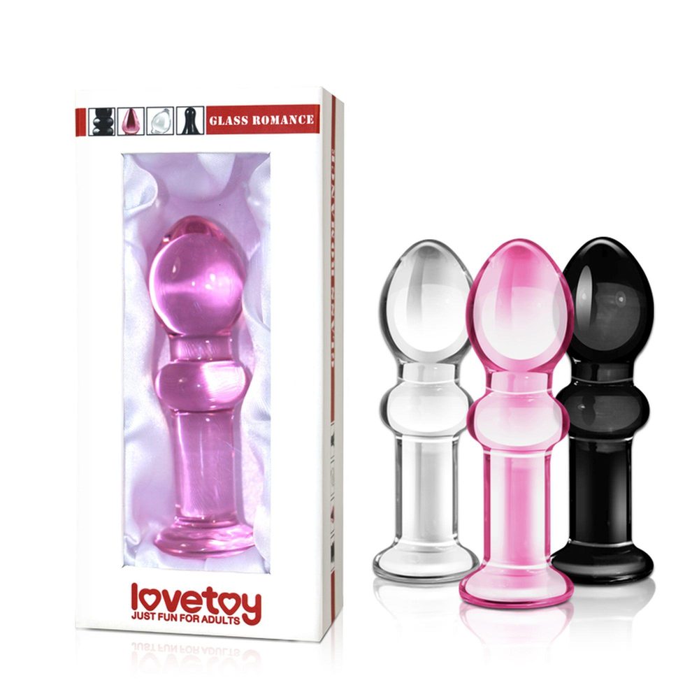 Korek analny szklany Lovetoy Romance czarny 11 cm