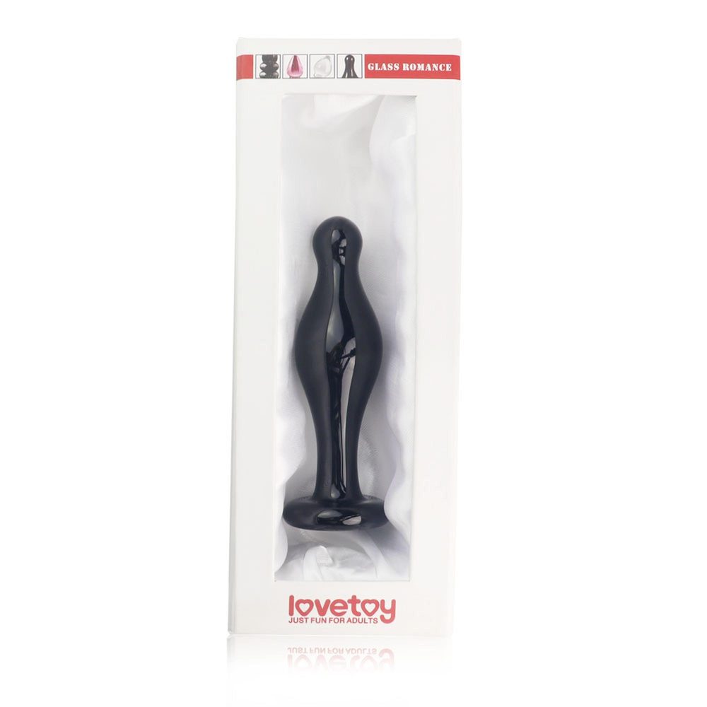 Korek analny szklany Lovetoy Romance czarny 11 cm