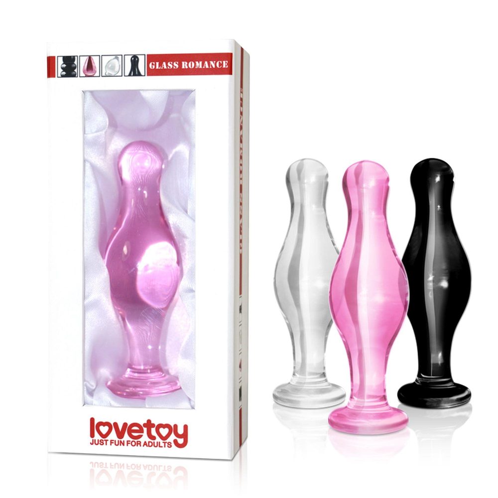 Korek analny szklany Lovetoy Romance czarny 11 cm