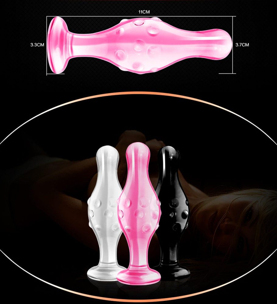 Szklany korek analny Lovetoy Romance różowy 11 cm