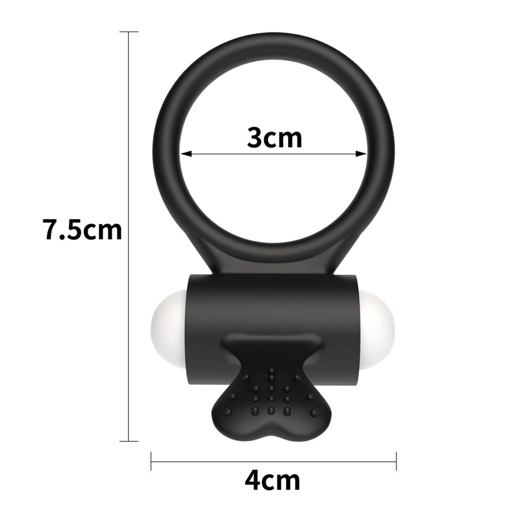 Pierścień wibrujący silikonowy Lovetoy czarny 7 cm