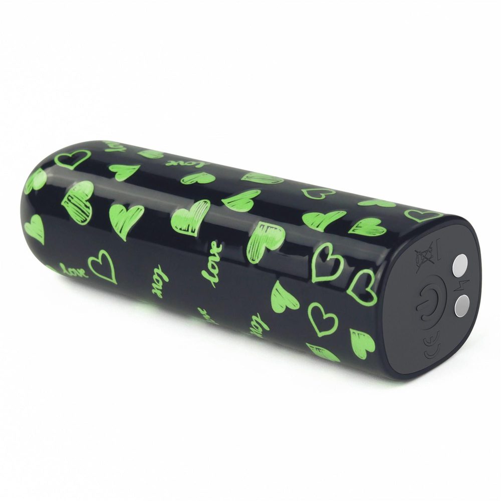 Mini wibrator Lovetoy serce świecący w ciemności ładowalny zielony 8cm