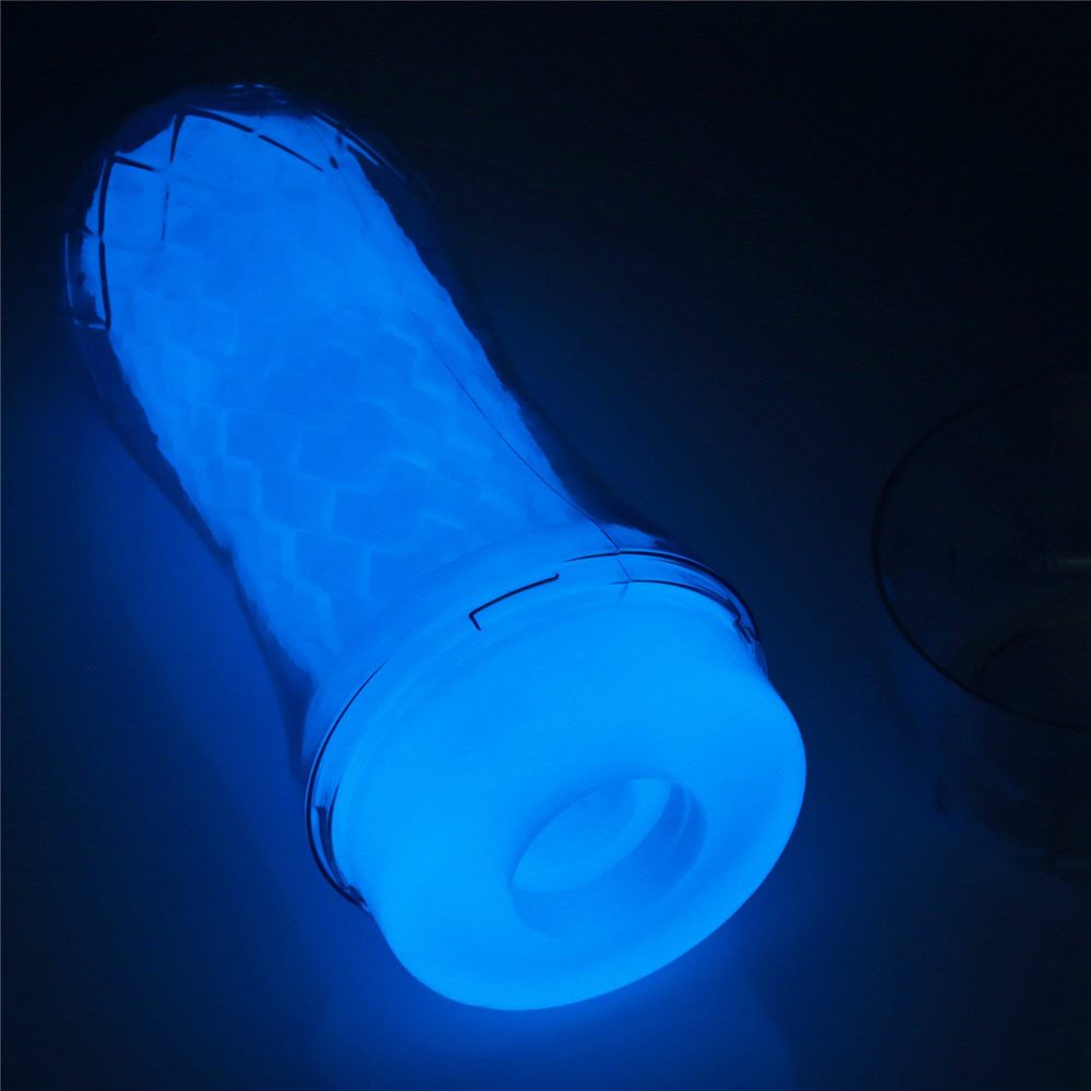 Masturbator żebrowany Lumino Play Lovetoy biały świecący 20 cm