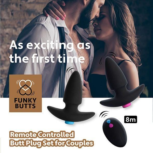 Zestaw korków analnych wibrujących FunkyButts FeelzToys z pilotem