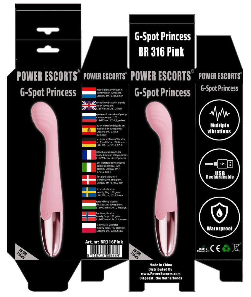 Wibrator punktu G Power Escorts silikonowy różowy 18 cm USB