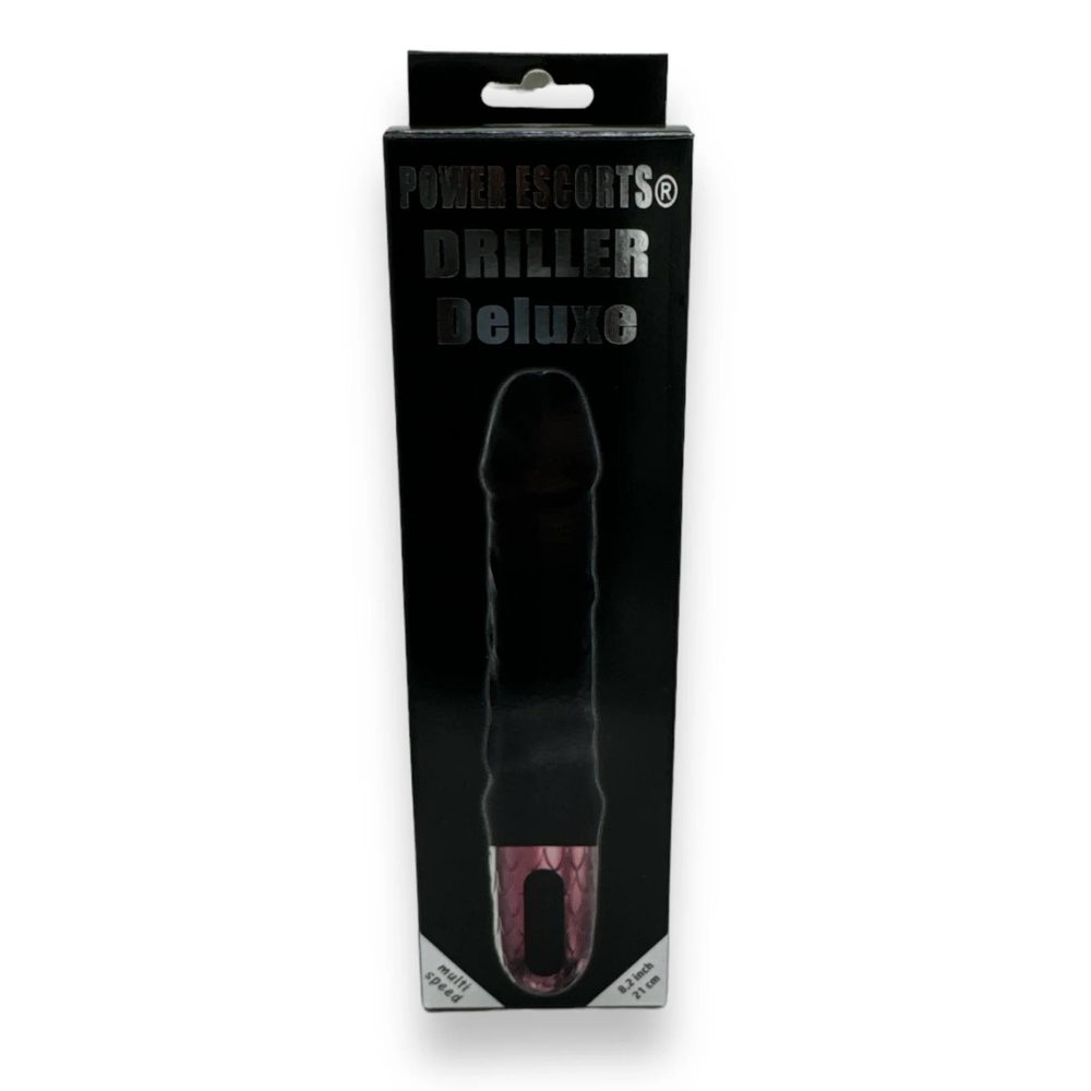 Wibrator realistyczny Driller De Luxe Power Escorts czarny USB 21 cm