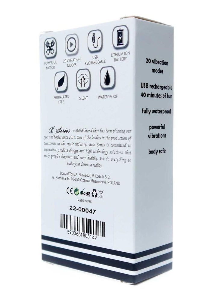 Potężny mini wibrator B-Series Magic USB srebrny 20 trybów
