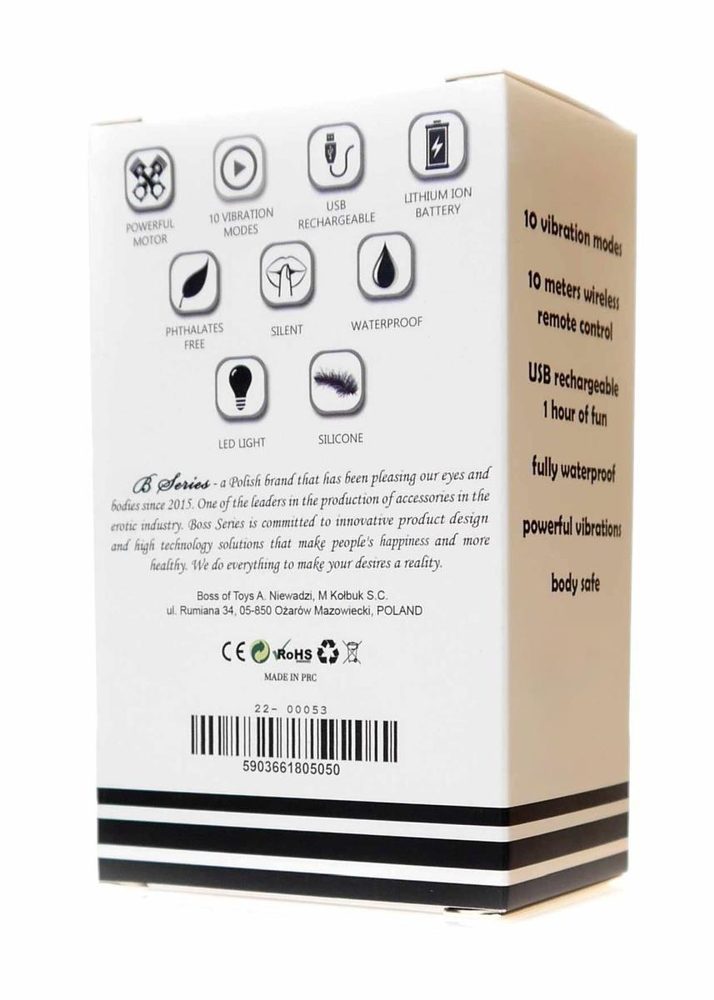Korek analny wibrujący stalowy zdalny B Series Magic srebrny USB 8.4cm