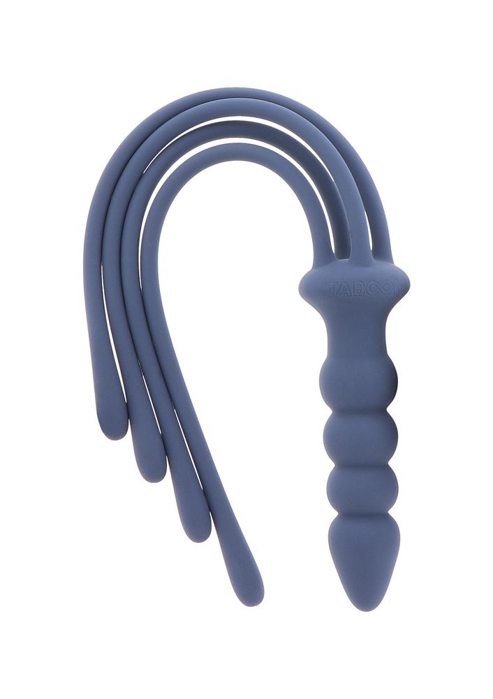 Silikonowy pejcz z korkiem analnym Taboom niebieski 38 cm