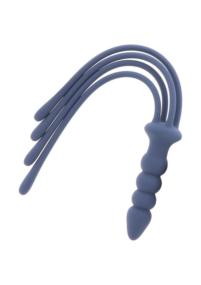 Silikonowy pejcz z korkiem analnym Taboom niebieski 38 cm