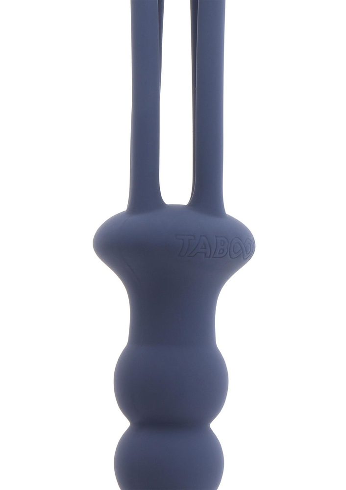 Silikonowy pejcz z korkiem analnym Taboom niebieski 38 cm