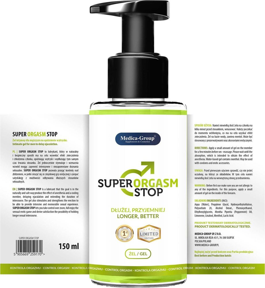 Żel opóźniający wytrysk Super Orgasm Stop Medica 150 ml